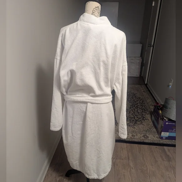 Mens Polo Ralph Lauren Bath Robe Size L/XL White Terry Cloth Pony Horse - Picture 9 of 14